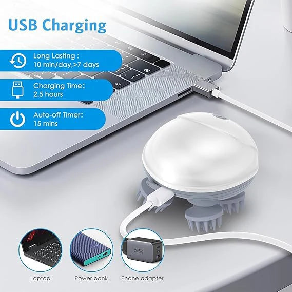 Head Massager For Scalp | Rechargeable Electric Scalp Massager For Hair Growth