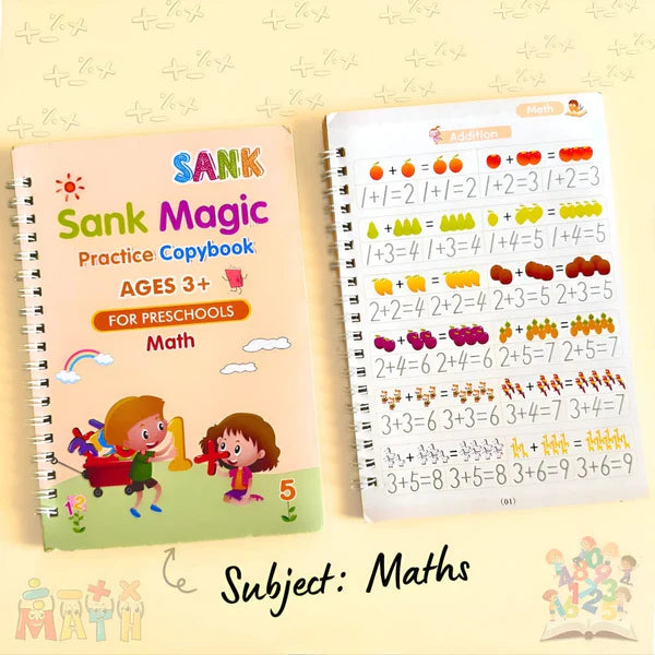 Sank Magic Practice Copybooks for Kids – Alphabet, Numbers, Math & Drawing